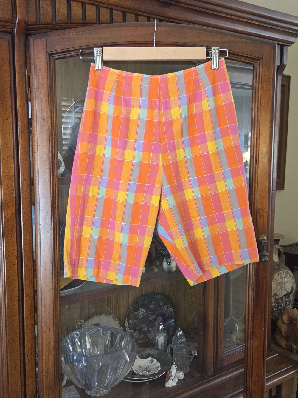Vintage 1950s Bright Plaid High Waisted Shorts - Multi Color